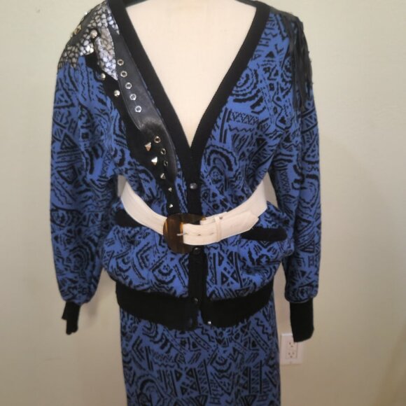 Vintage 3 piece knit  punk rocker set by Vasginie with studs and fringe - Picture 4 of 13